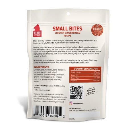 Plato gingerbread bites chicken recipe dog treats 2.5oz