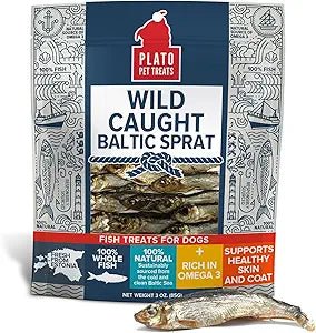 Plato wild caught Baltic sprat fish dog treats 3oz