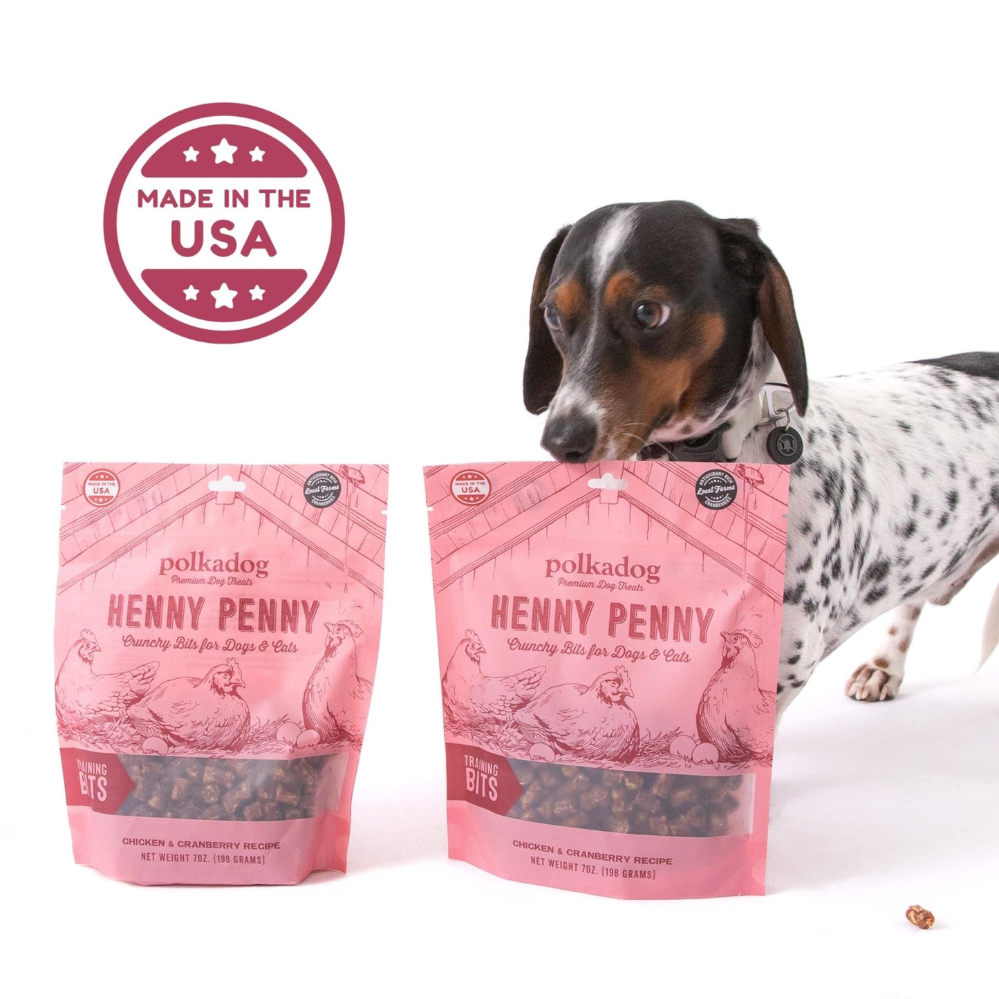 Polkadog Henny Penny Chicken & Cranberry Dog Treats Cat Snacks, Bite - Shaped Treat For Dogs, Puppies All - Natural Pet, Dog Treats 7 Oz