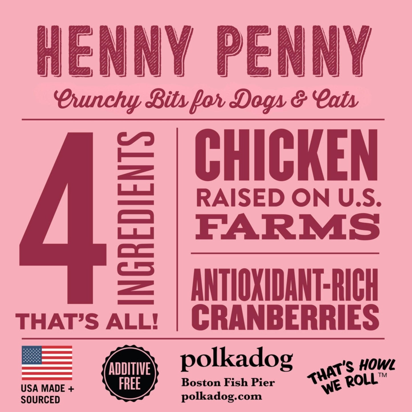Polkadog Henny Penny Chicken & Cranberry Dog Treats Cat Snacks, Bite - Shaped Treat For Dogs, Puppies All - Natural Pet, Dog Treats 7 Oz