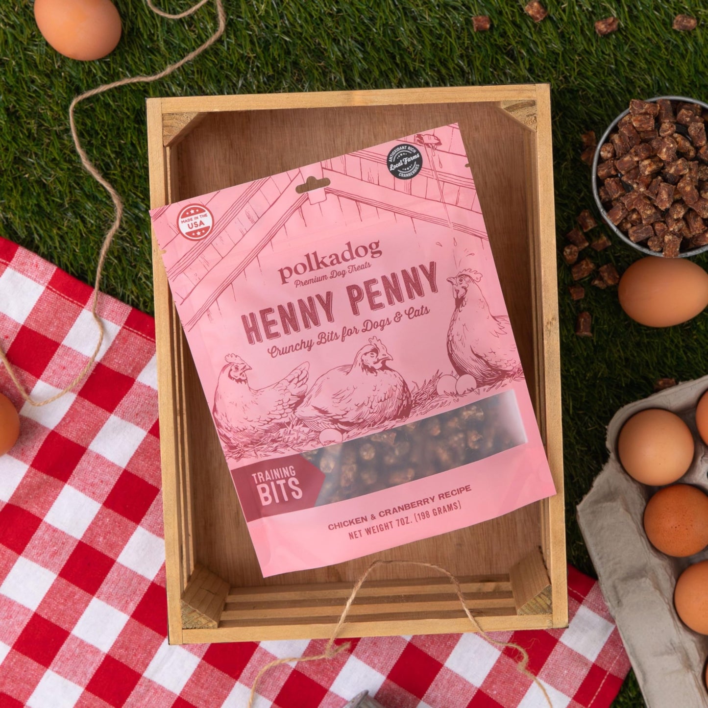 Polkadog Henny Penny Chicken & Cranberry Dog Treats Cat Snacks, Bite - Shaped Treat For Dogs, Puppies All - Natural Pet, Dog Treats 7 Oz
