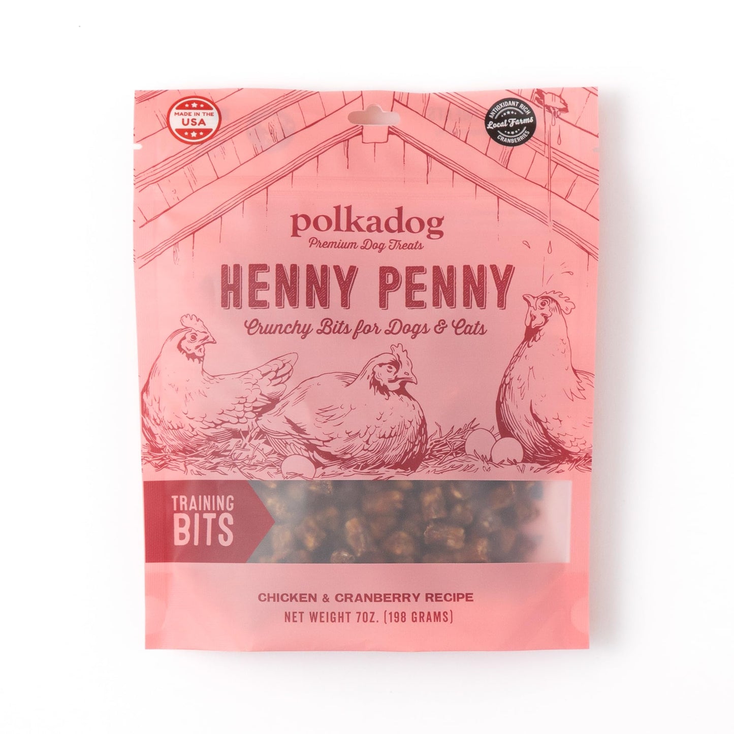 Polkadog Henny Penny Chicken & Cranberry Dog Treats Cat Snacks, Bite - Shaped Treat For Dogs, Puppies All - Natural Pet, Dog Treats 7 Oz