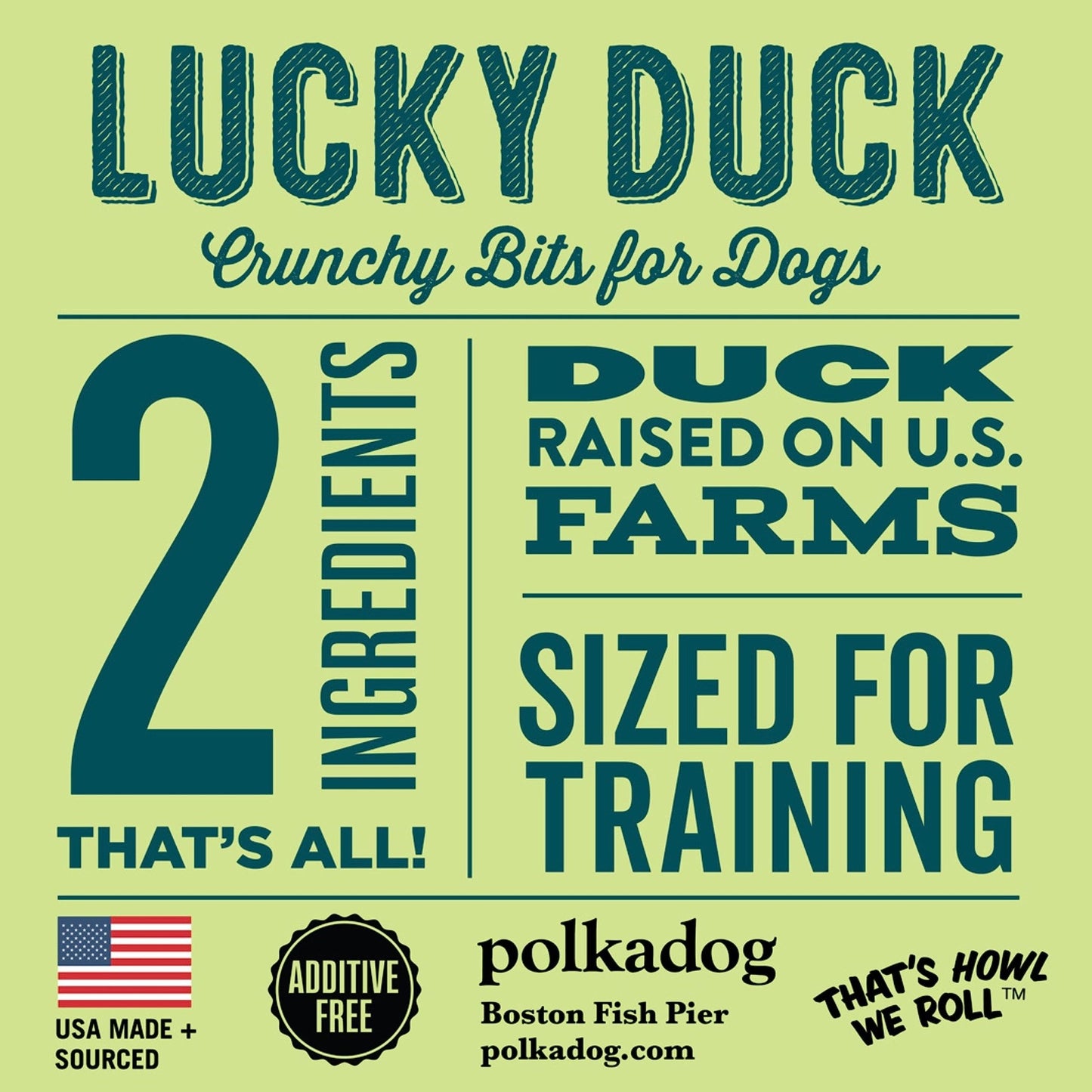 Polkadog Lucky Duck Dog Training Treats All - Natural Bits, Pet Treats For Kittens, Puppies – Bite - Sized, Crunchy Snack For Dogs, Cats – Grain Free – 7Oz