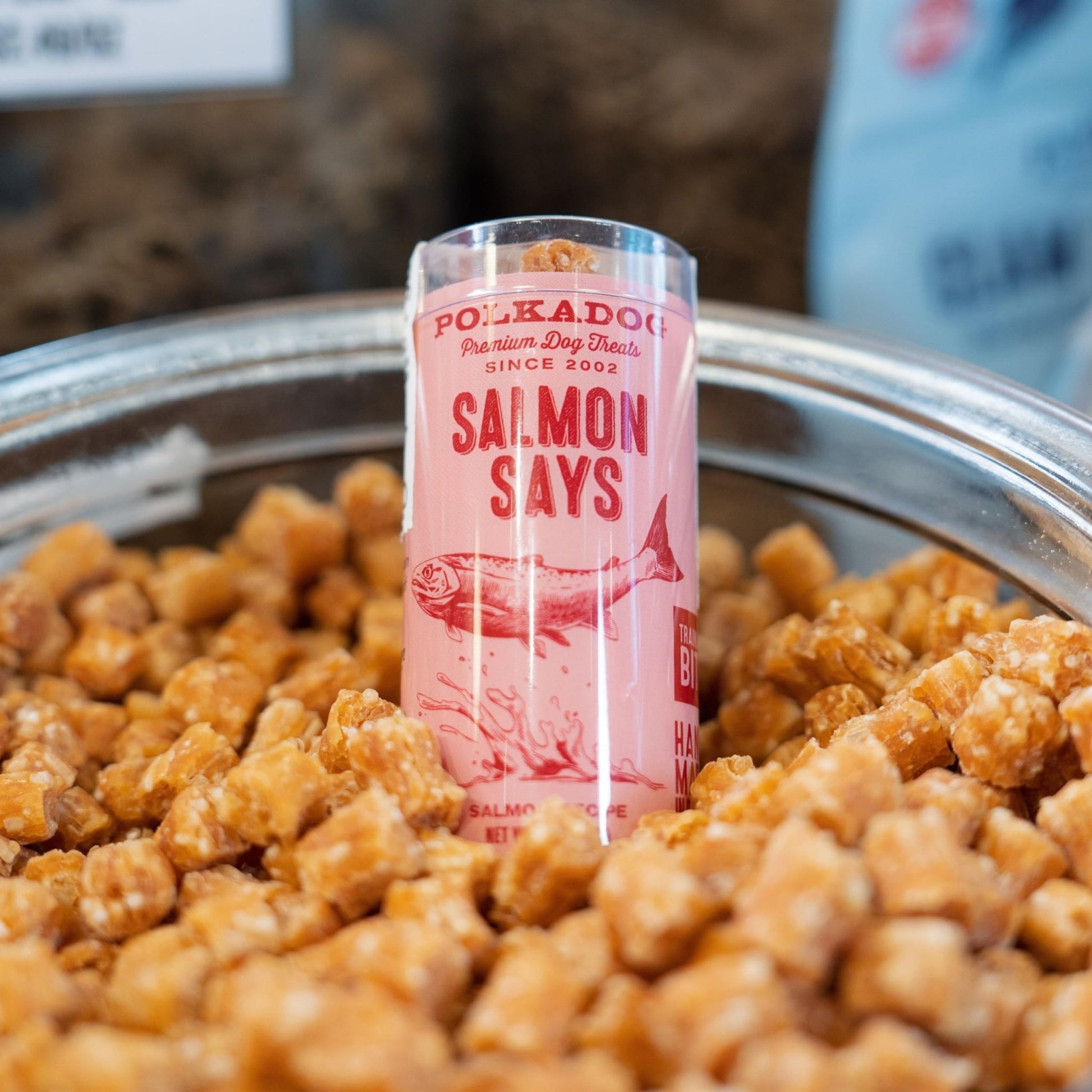 Polkadog Salmon Says Training Bits 2Oz - Omega - 3 Rich, Low Fat Healthy Dog Treat - Digestible, Vitamin & Mineral Packed Dog Snacks - Crunchy 3 - Ingredient Treat, Ideal For Dogs With Allergies