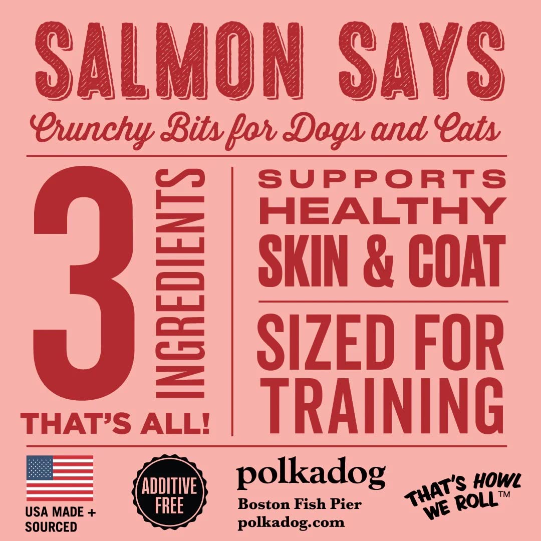 Polkadog Salmon Says Training Bits 2Oz - Omega - 3 Rich, Low Fat Healthy Dog Treat - Digestible, Vitamin & Mineral Packed Dog Snacks - Crunchy 3 - Ingredient Treat, Ideal For Dogs With Allergies