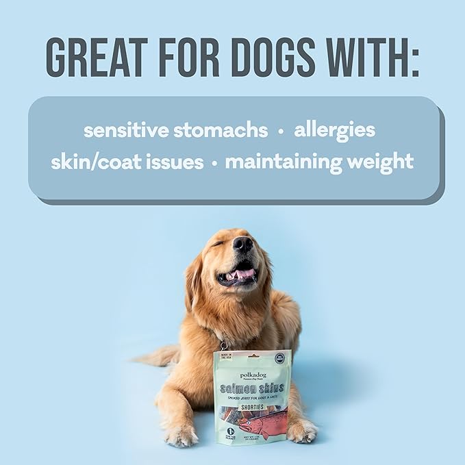 Polkadog salmon skins shorties 3oz dog cat treats