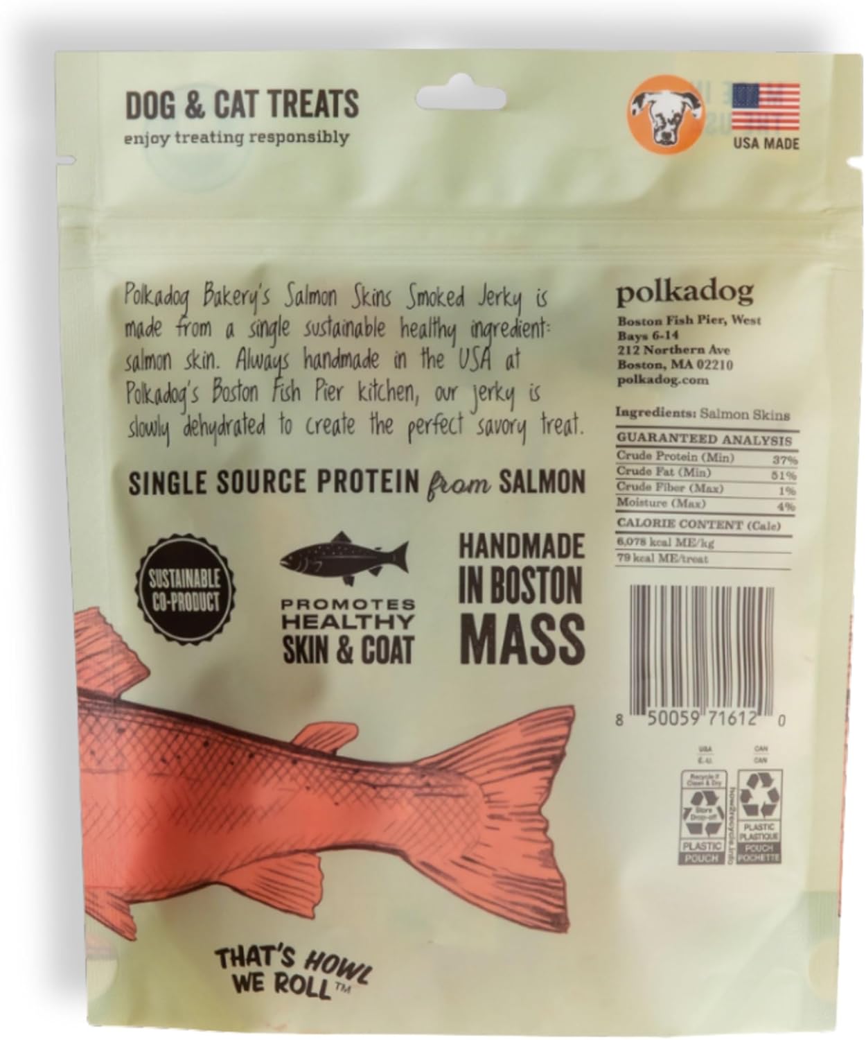 Polkadog salmon skins shorties 3oz dog cat treats