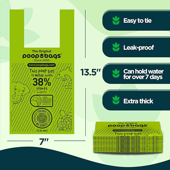 Poop bags 120 handle bags unscented 7 x 13.5 in