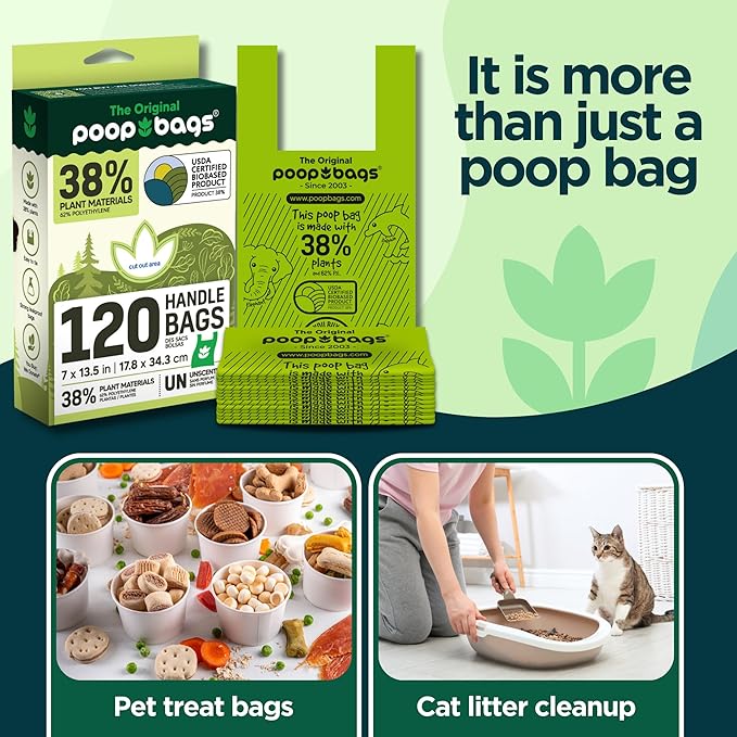 Poop bags 120 handle bags unscented 7 x 13.5 in