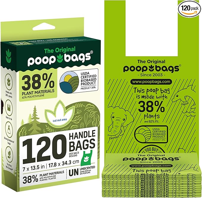 Poop bags 120 handle bags unscented 7 x 13.5 in