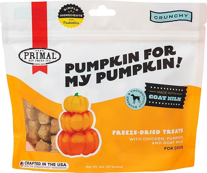 Primal freeze dried chicken pumpkin goat milk dog treats 2oz