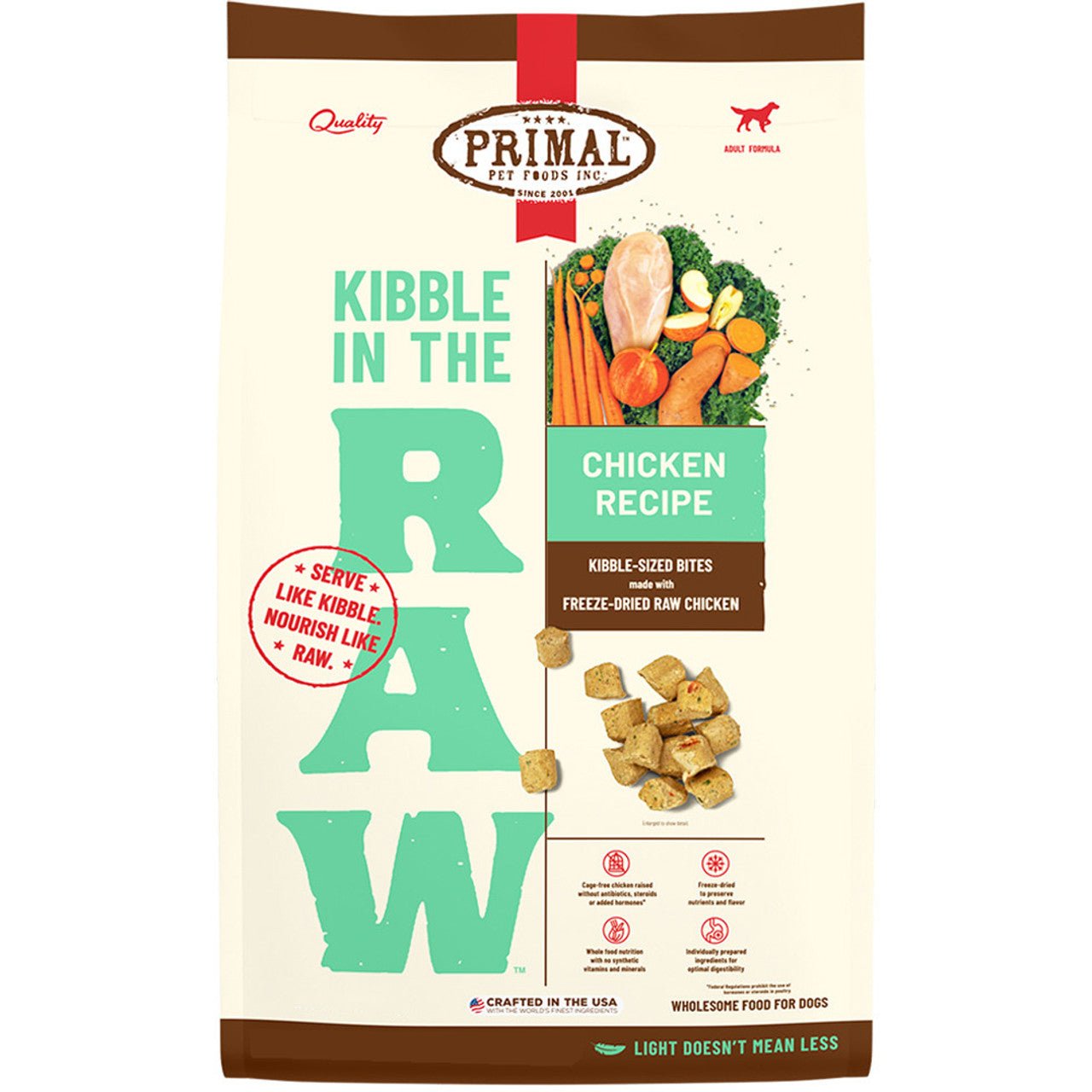 Primal kibble in the raw chicken recipe 1.5lb freeze dried raw dog food