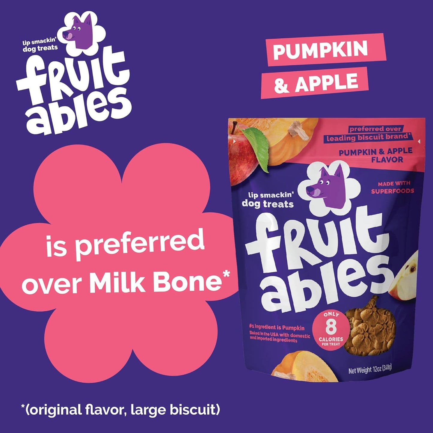Pumpkin apple Fruitables healthy dog treats 12 oz