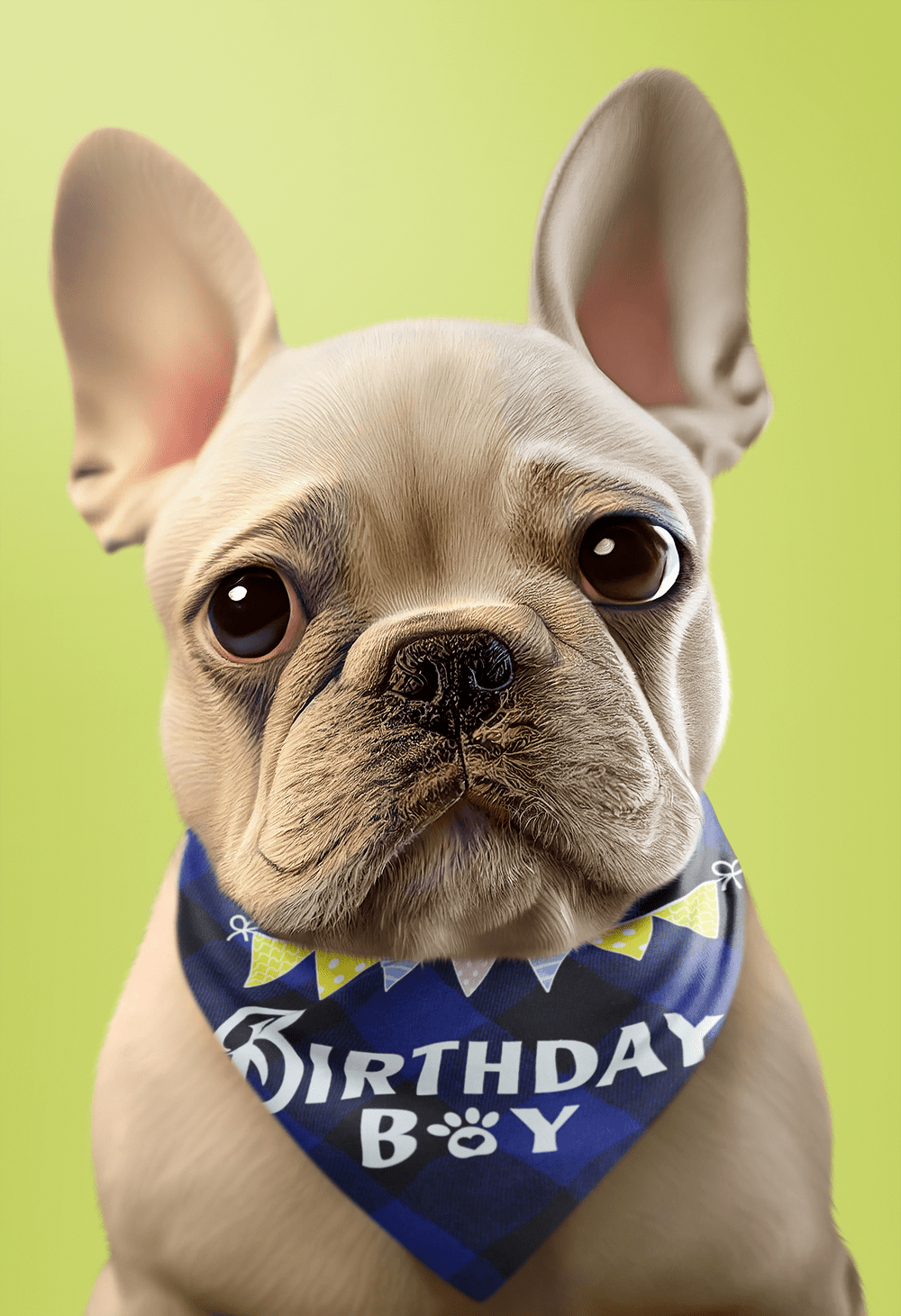 Puppibles plaid cotton luxury birthday bandana - blue