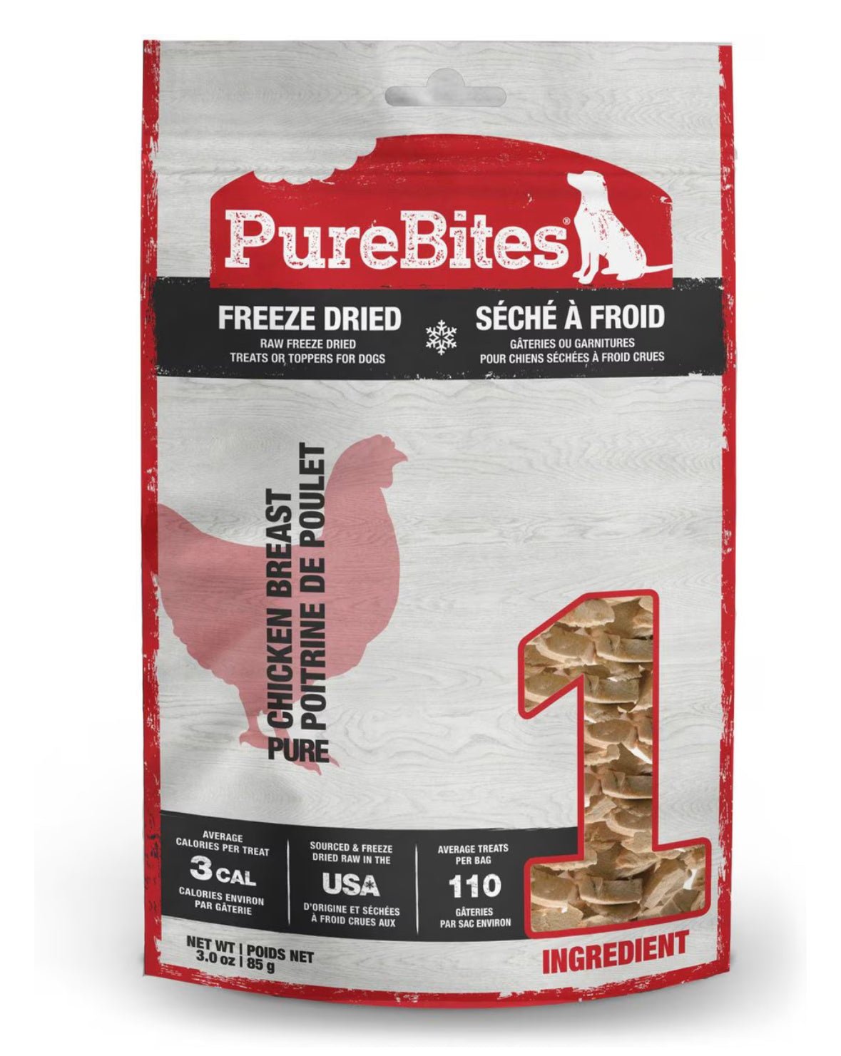 PureBites Chicken Breast Freeze - Dried Raw Dog Treats, 3 - oz bag