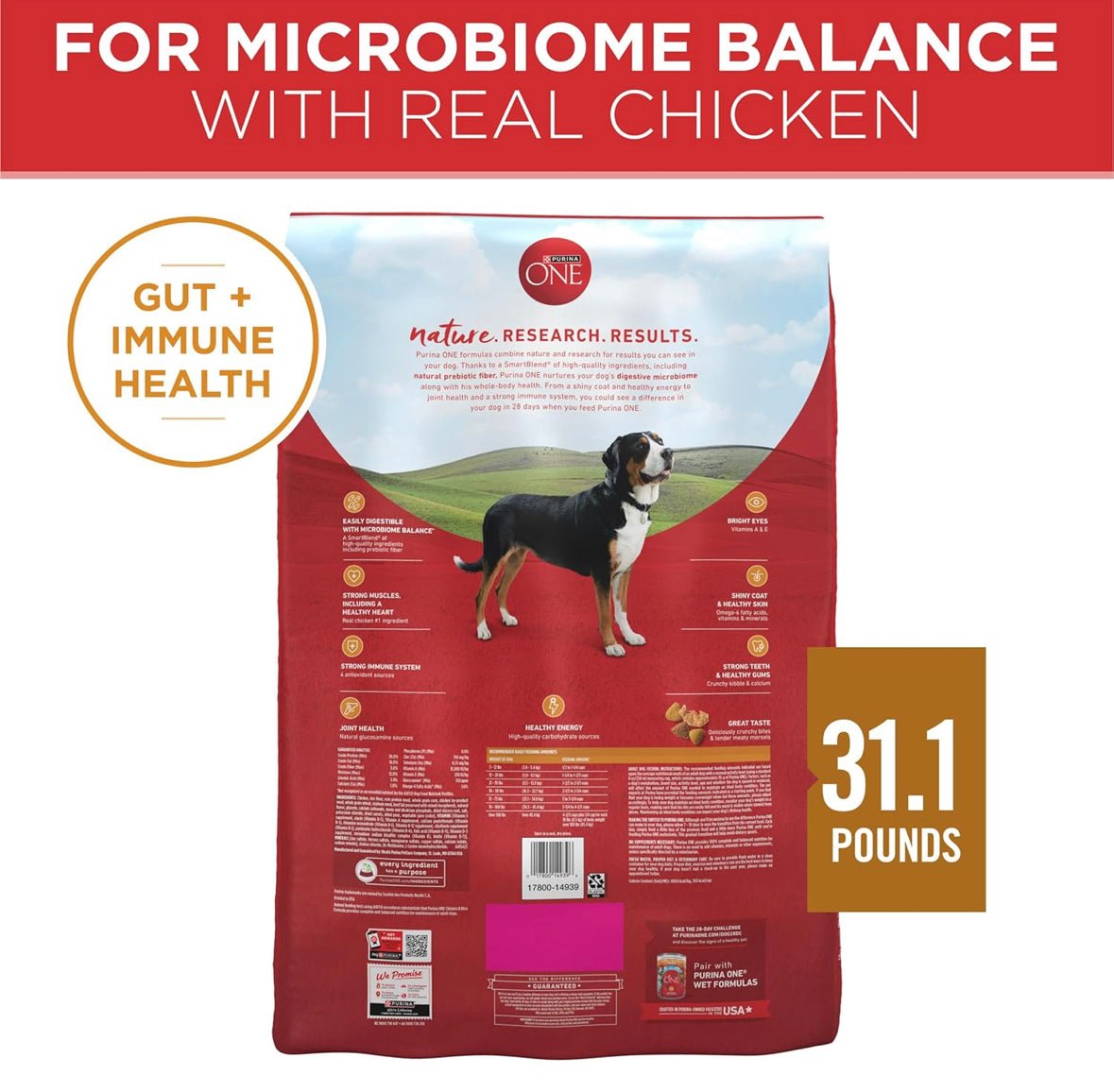 Purina one chicken & rice formula dry dog food 31.1lb