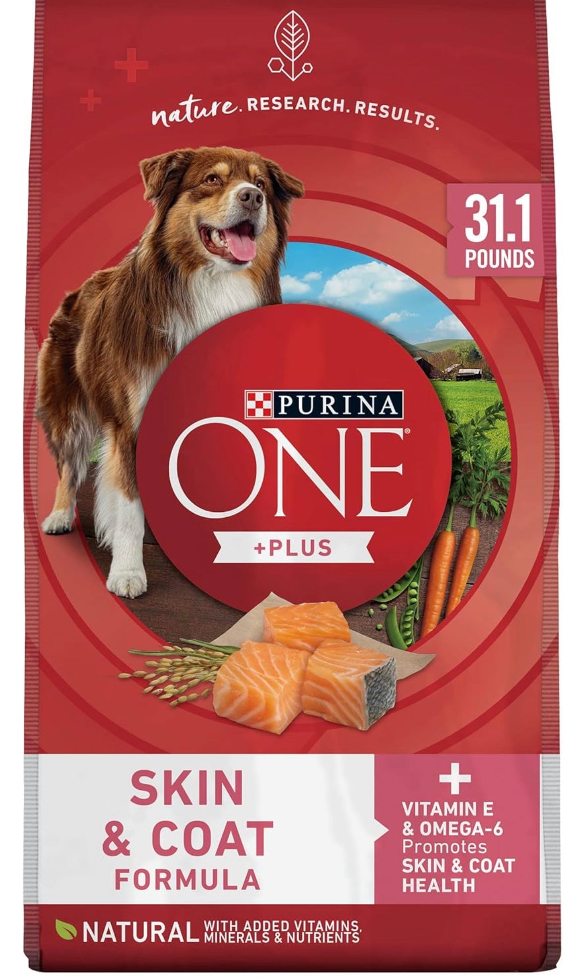 Purina ONE Natural, Sensitive Stomach Dry Dog Food, +Plus Skin & Coat Formula - 31.1 lb. Bag