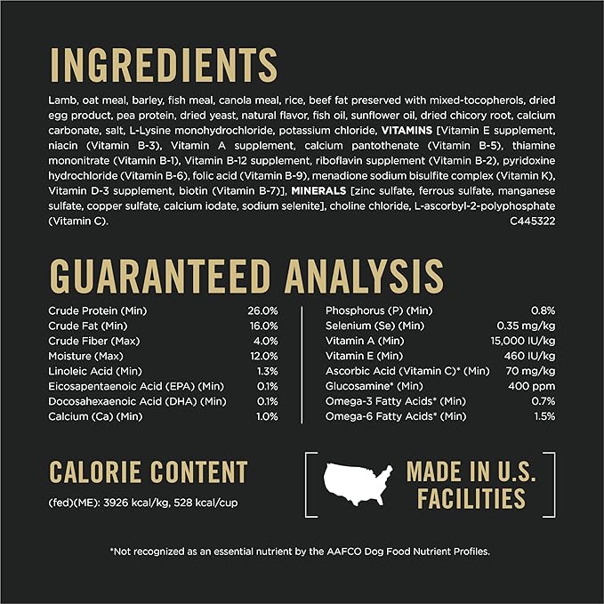 Purina Pro Plan Sensitive Skin & Stomach Adult with Probiotics Lamb & Oat Meal Formula High Protein Dry Dog Food, 4 - lb bag
