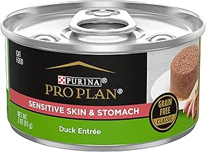 Purina pro plan sensitive skin & stomach duck entree wet canned cat food 3oz