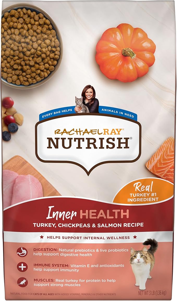 Rachel ray nutrish inner health Turkey chickpeas & salmon recipe dry cat food kibble 3lb
