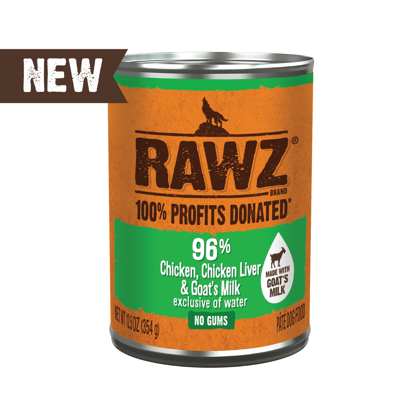 Rawz 96% chicken, chicken liver and goats milk 12.5 oz