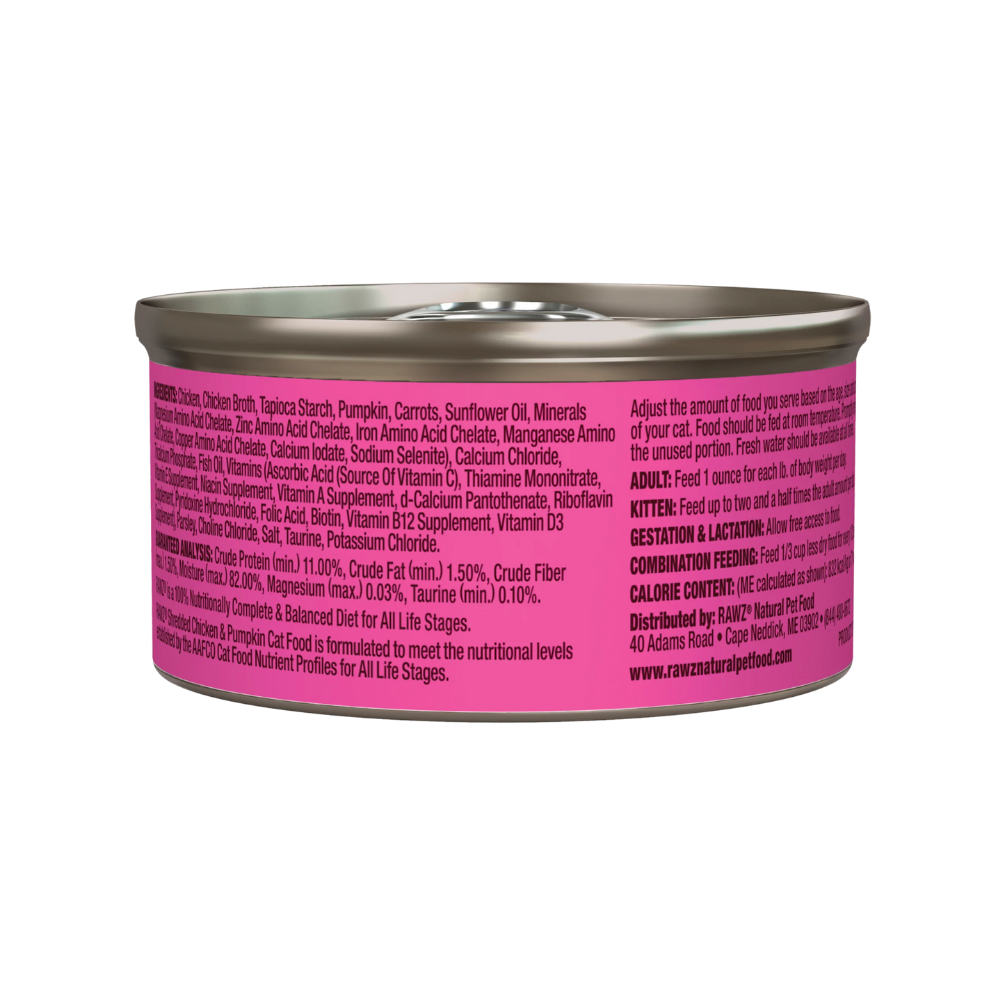 Rawz canned cat food chicken and pumpkin