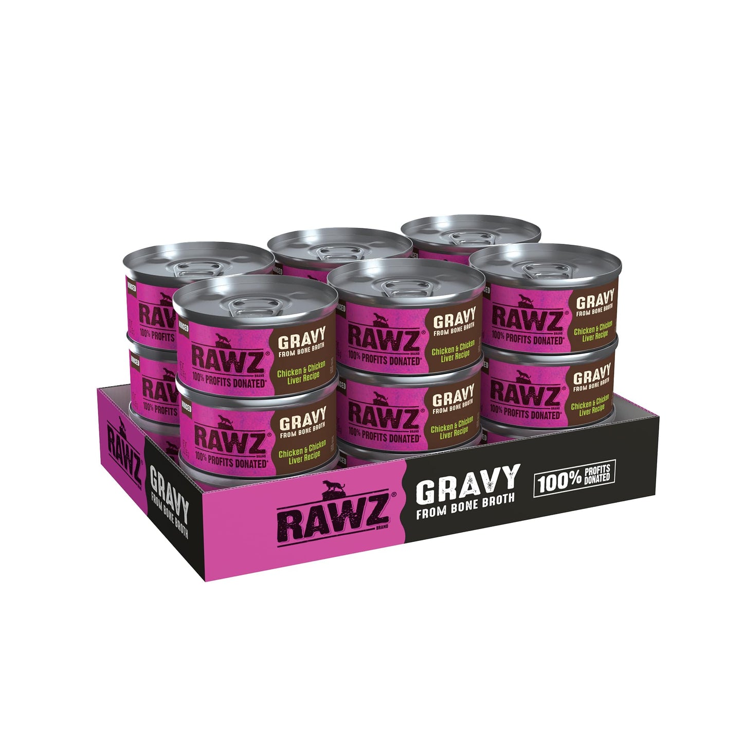Rawz Natural Premium Minced Canned Cat Food In Gravy From Bone Broth - Made With Real Meat Ingredients No Bpa & Gums - (3 Ounce Cans) (Pack Of 18), Chicken & Chicken Liver