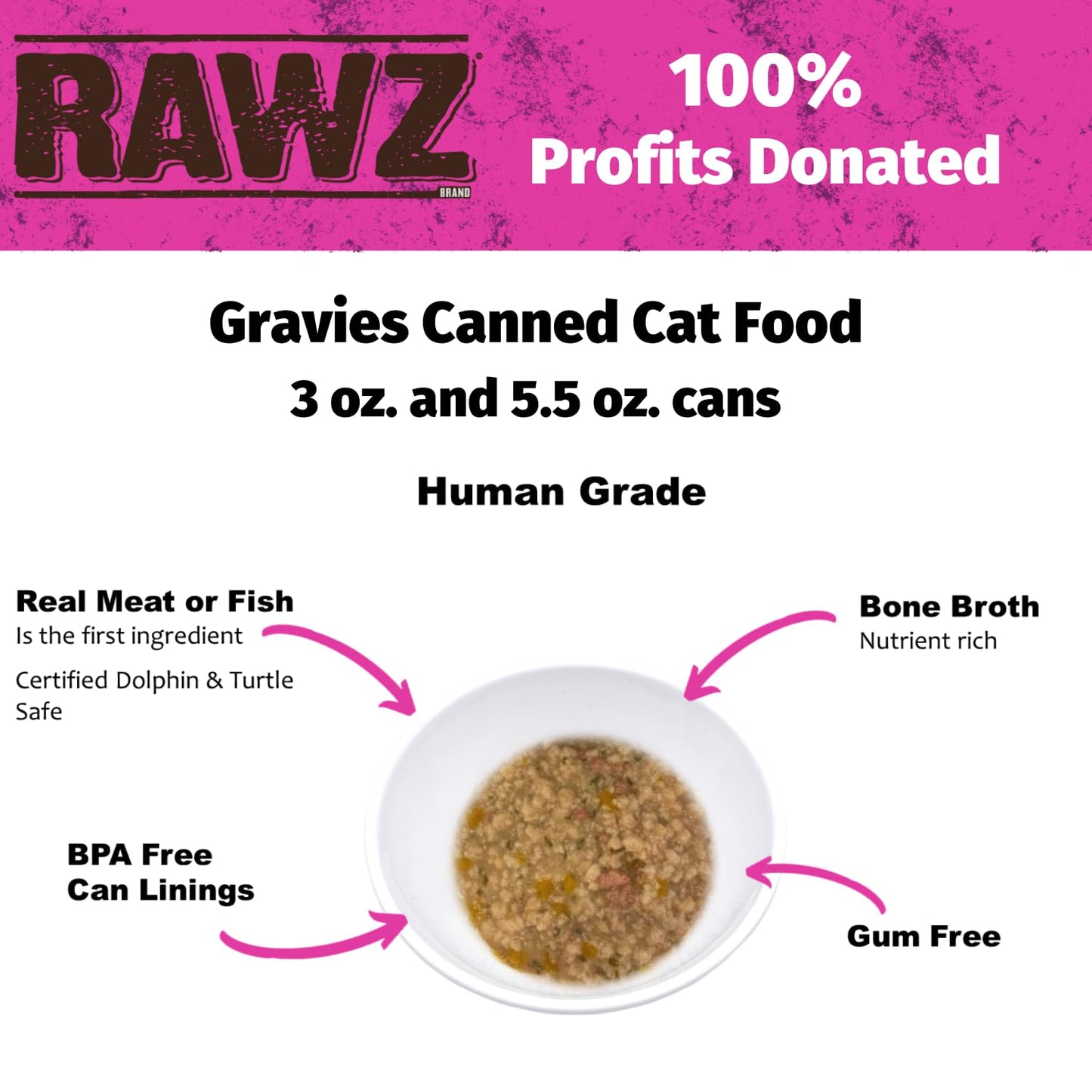 Rawz Natural Premium Minced Canned Cat Food In Gravy From Bone Broth - Made With Real Meat Ingredients No Bpa & Gums - (3 Ounce Cans) (Pack Of 18), Chicken & Chicken Liver