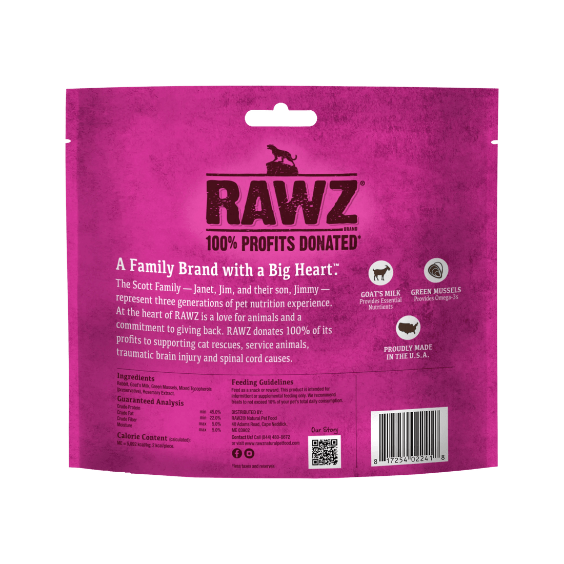 Rawz Raw Freeze Dried Rabbit with Goats Milk and Green Mussels Cat Treats