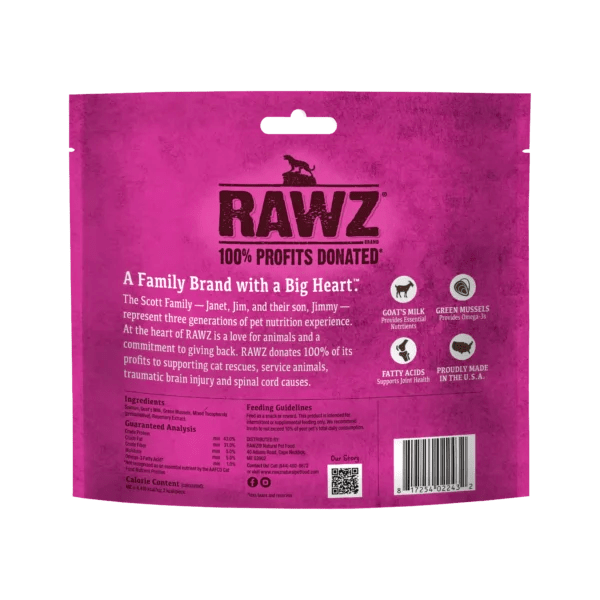 Rawz Raw Freeze Dried Venison Cat Treats - Wild Caught Salmon with Goats Milk and Green Mussels