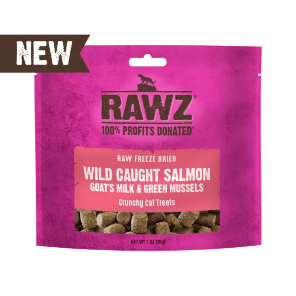 Rawz Raw Freeze Dried Venison Cat Treats - Wild Caught Salmon with Goats Milk and Green Mussels