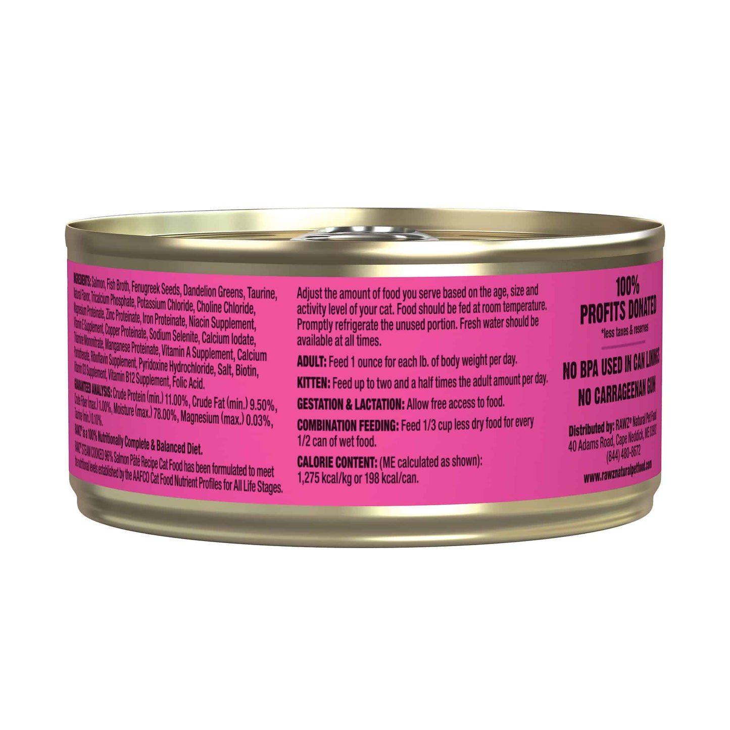 Rawz salmon pate wet canned cat food 3oz