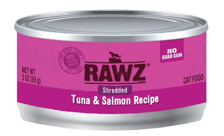 Rawz shredded tuna & salmon recipe wet canned cat food 2.8oz