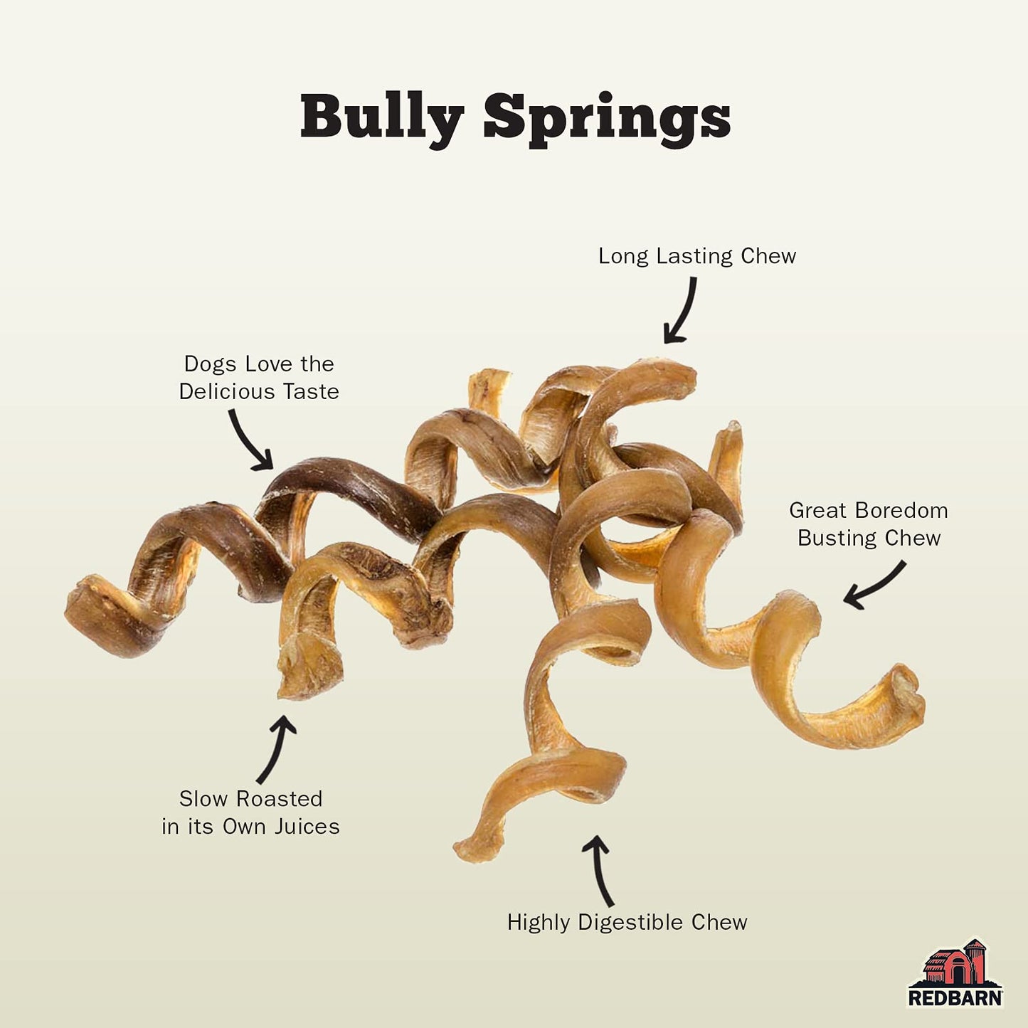 Redbarn All - Natural 4 - 6" Bully Springs Sticks for Dogs - Premium Grain - Free Single Ingredient Boredom Busting Dental Chew Rawhide Alternative - 3 Count