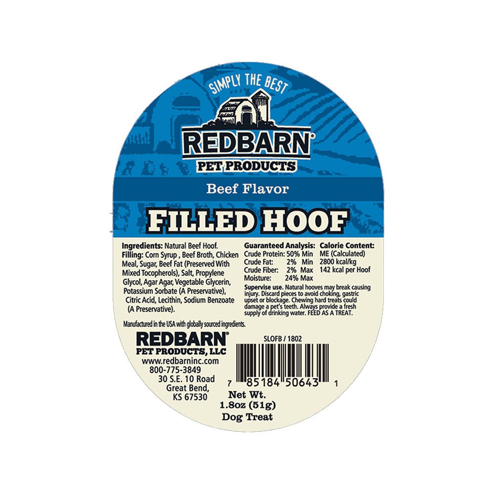 Redbarn filled hoof beef flavor filled dog treat