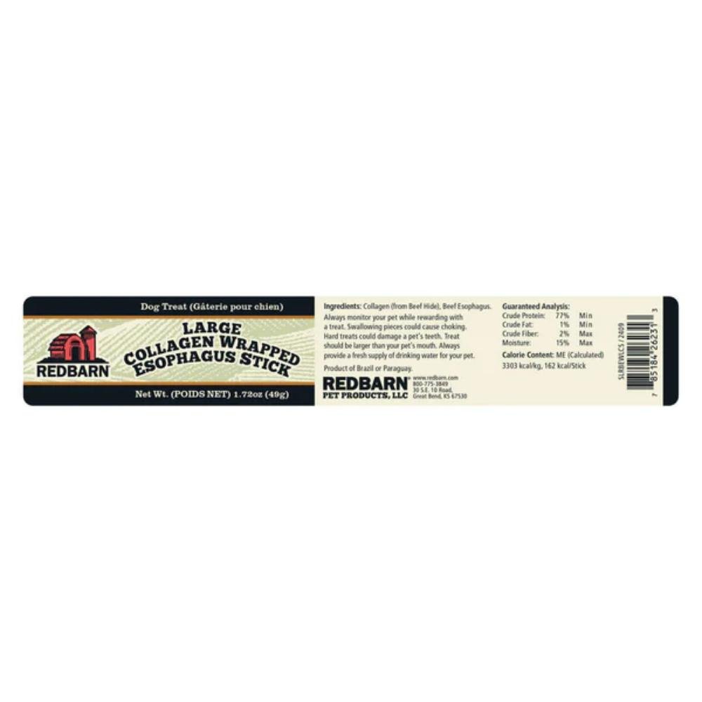 Redbarn large collagen wrapped esophagus stick
