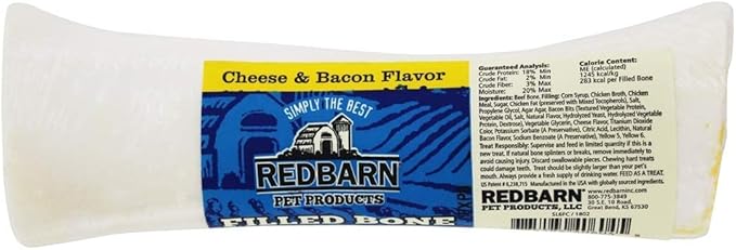 Redbarn large filled bone cheese & bacon filled dog treat 8oz