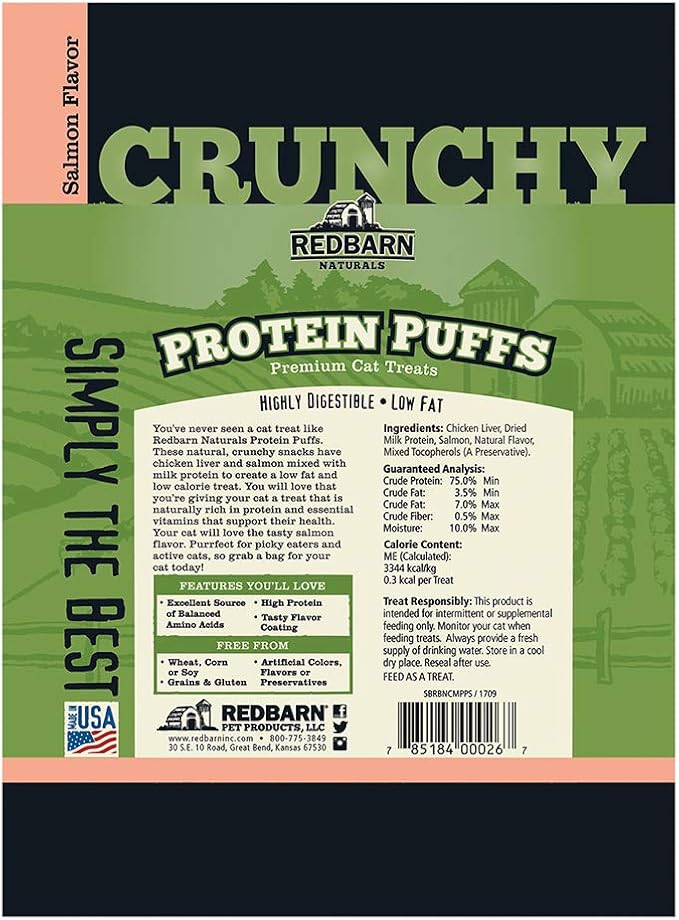 Redbarn Pet Products 700083 Protein Puffs Cat Salmon Dry - Pet - Food, 1 Oz