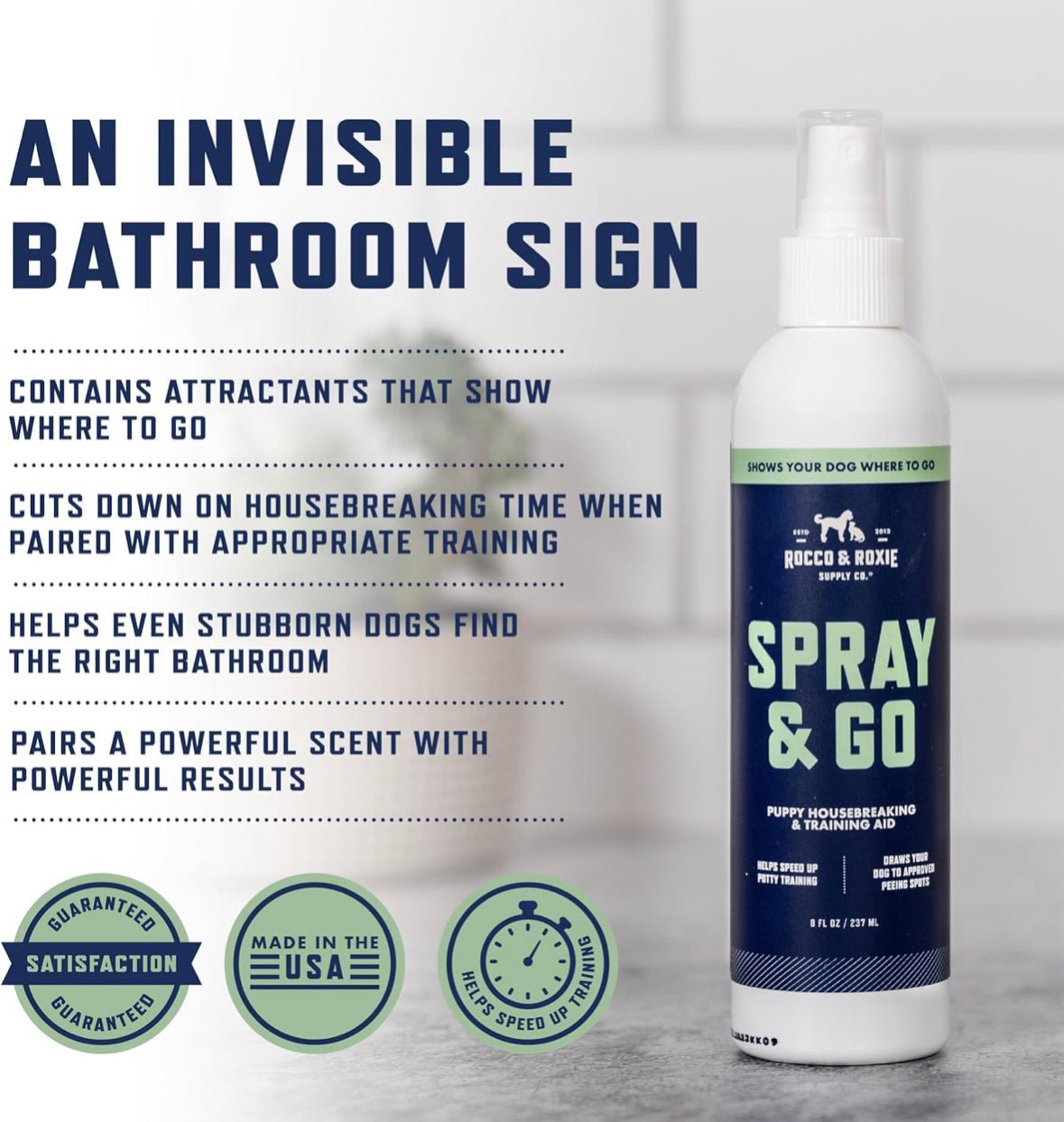 Rocco & Roxie Puppy Potty Training Go Here Spray for Dogs - Attract Dog to Pee in One Spot - Behavior and Housebreaking Aids Indoor and Outdoor