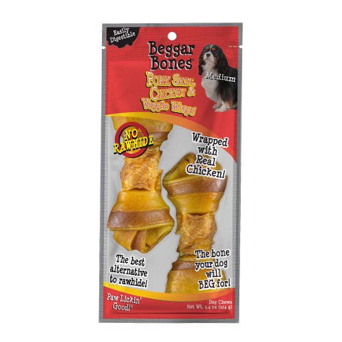 Savory prime beggar bones 4.3oz dog chew medium 2 pack