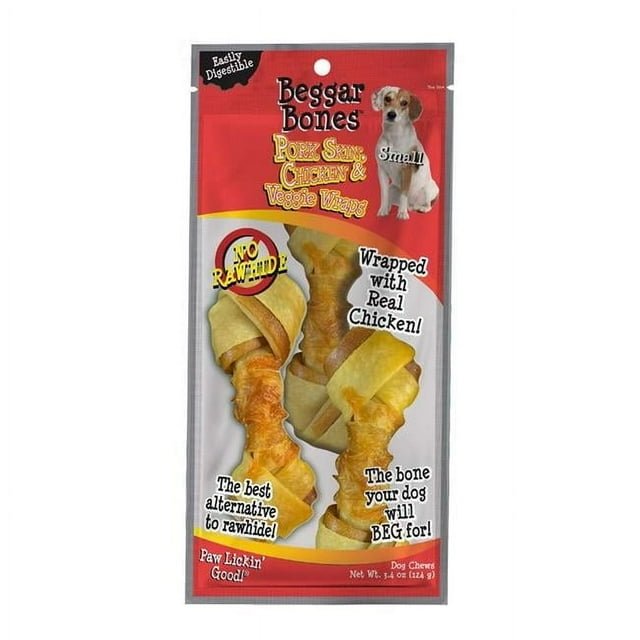 Savory prime beggar bones pork skin & chicken dog treat chew