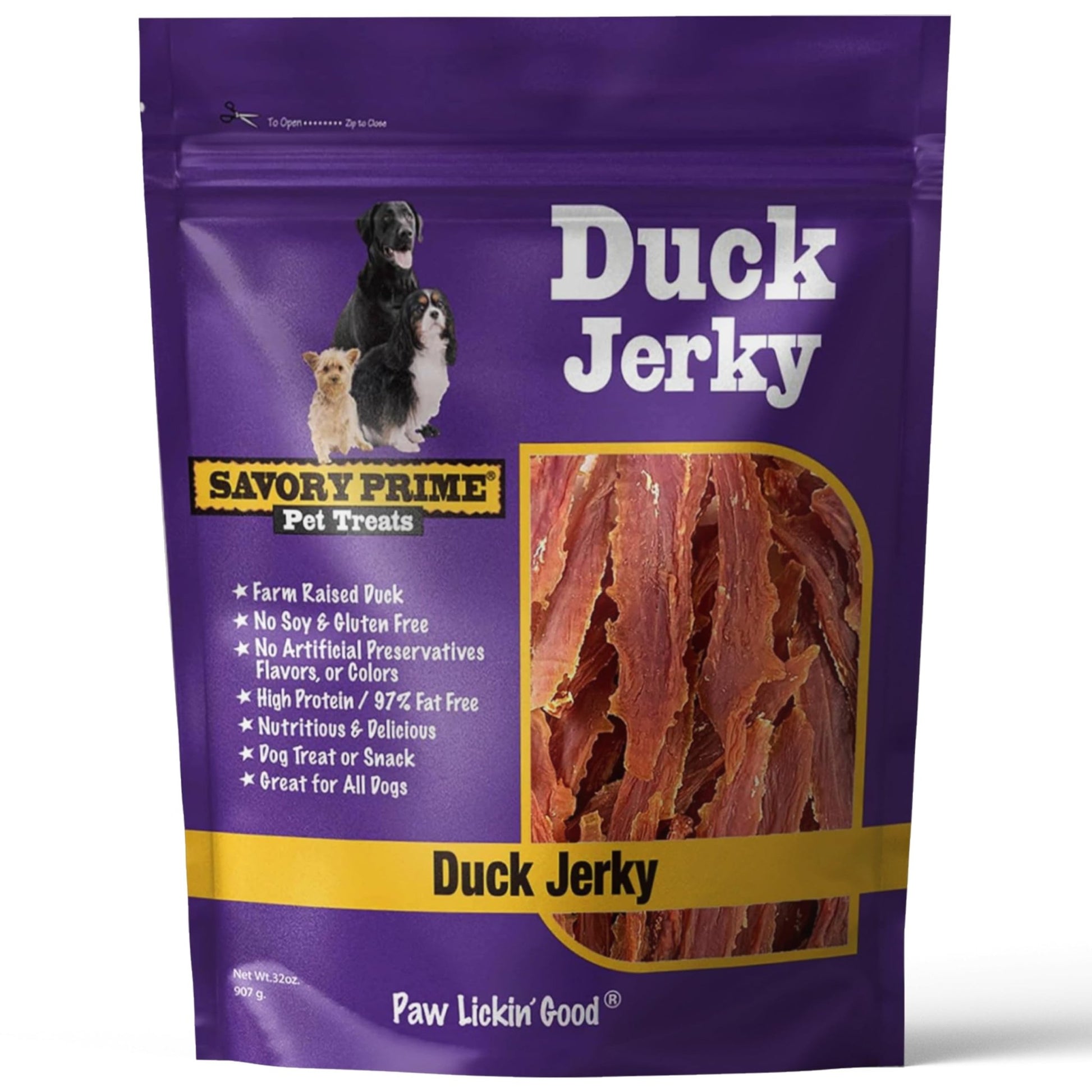 Savory Prime Duck Jerky Dog Treats, Made with 100% Real Duck Breast, Farm Raised, Healthy, Easily Digestible, High Protein, Satisfies Dog's Urge to Chew, 2 Pounds (Pack of 1)