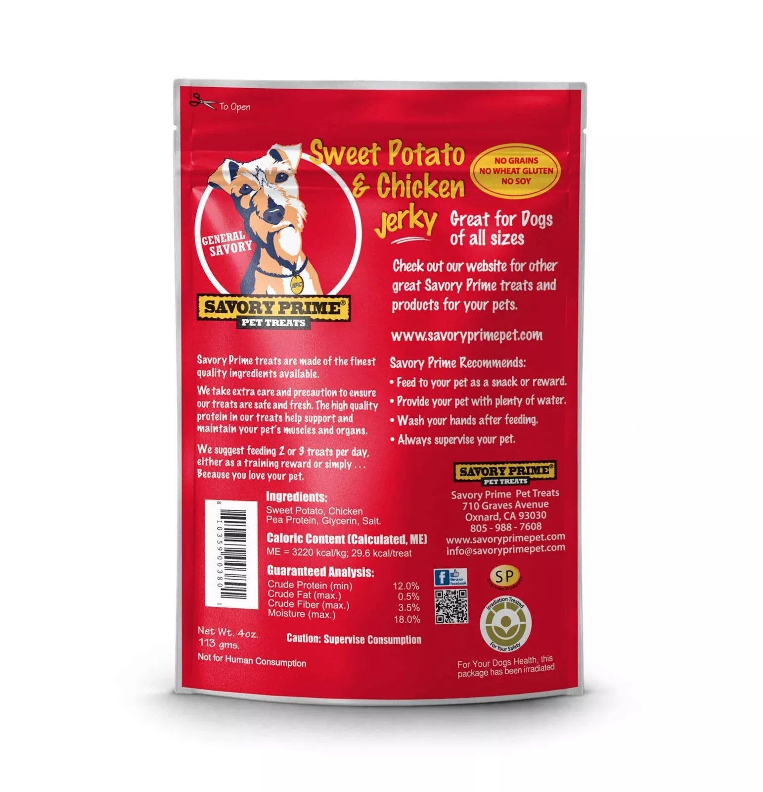 Savory prime sweet potato & chicken jerky dog treats 16oz