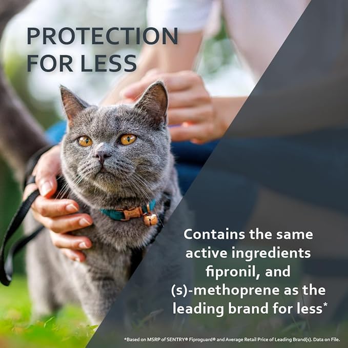 Sentry Fiproguard for Cats, Flea and Tick Prevention for Cats (1.5 Pounds and Over), Includes 3 Month Supply of Topical