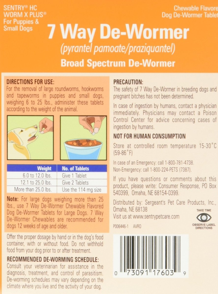 Sergeant's 2CT SM Dog WormX Plus