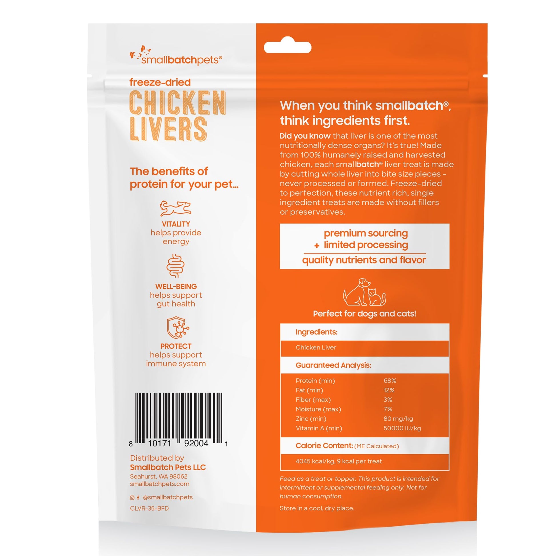 smallbatch Freeze - Dried Liver Treats for Dogs & Cats – Single - Ingredient, Protein - Rich, All - Natural Snacks – 100% Humanely Sourced – No Additives or Preservatives – (3.5 oz, Chicken)