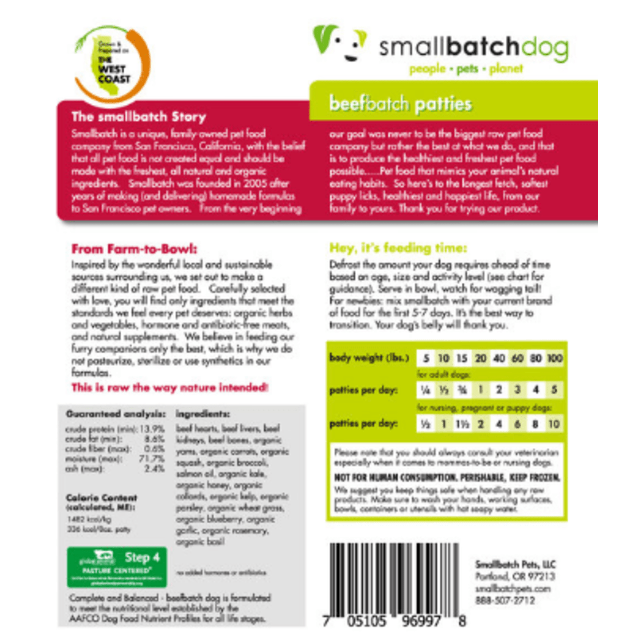 Smallbatch Frozen Dog Food 1 Oz Sliders | Beef 3 Lbs – High - Quality Raw Food for Dogs (Local Delivery or In - Store Pickup Only)