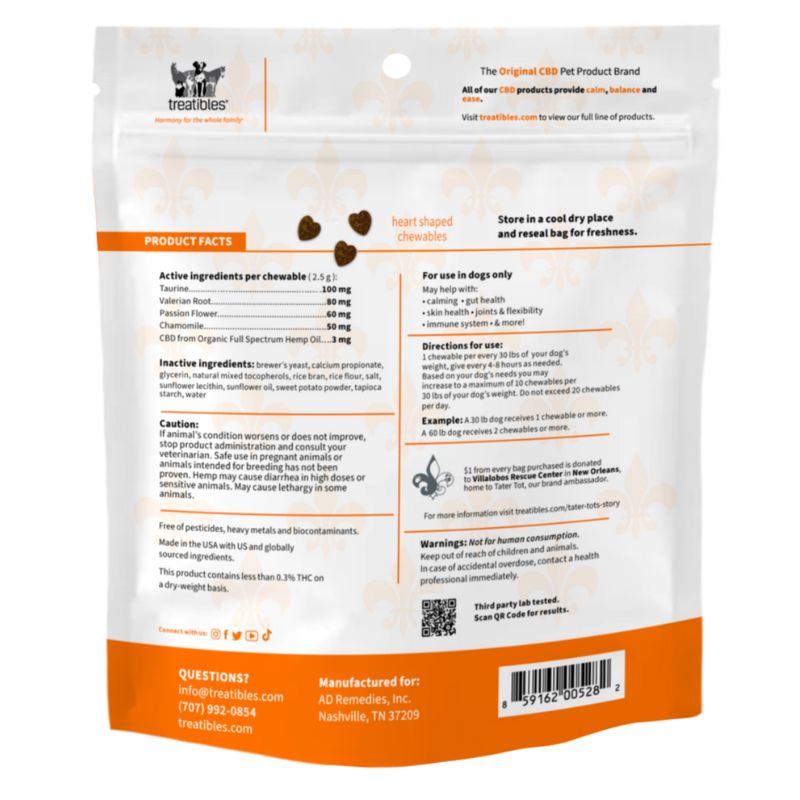Soft Chewables Tater Totâ€s Sweet Potato Flavor CBD For Dogs - 3 mg