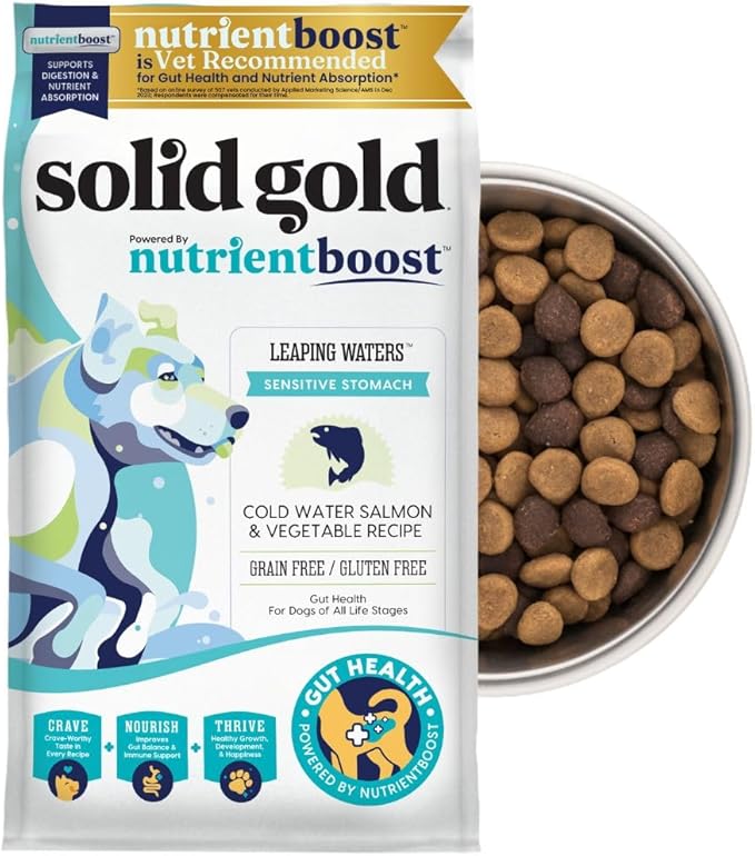 Solid Gold Sensitive Stomach Gut Health Cold Water Salmon & Vegetable Grain - Free Dry Dog Food, 3.75 - lb bag
