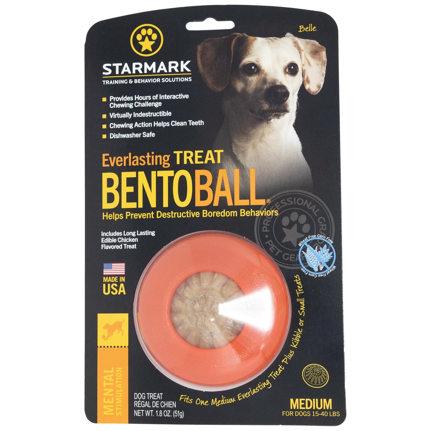 Starmark Everlasting Treat Bento Ball Tough Dog Chew Toy Medium